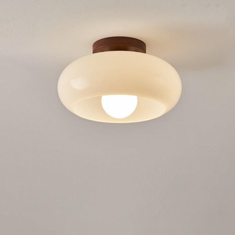 Bauhaus Ceiling Light Fixture | Cream LED Flush Mount, Minimalist Design 0
