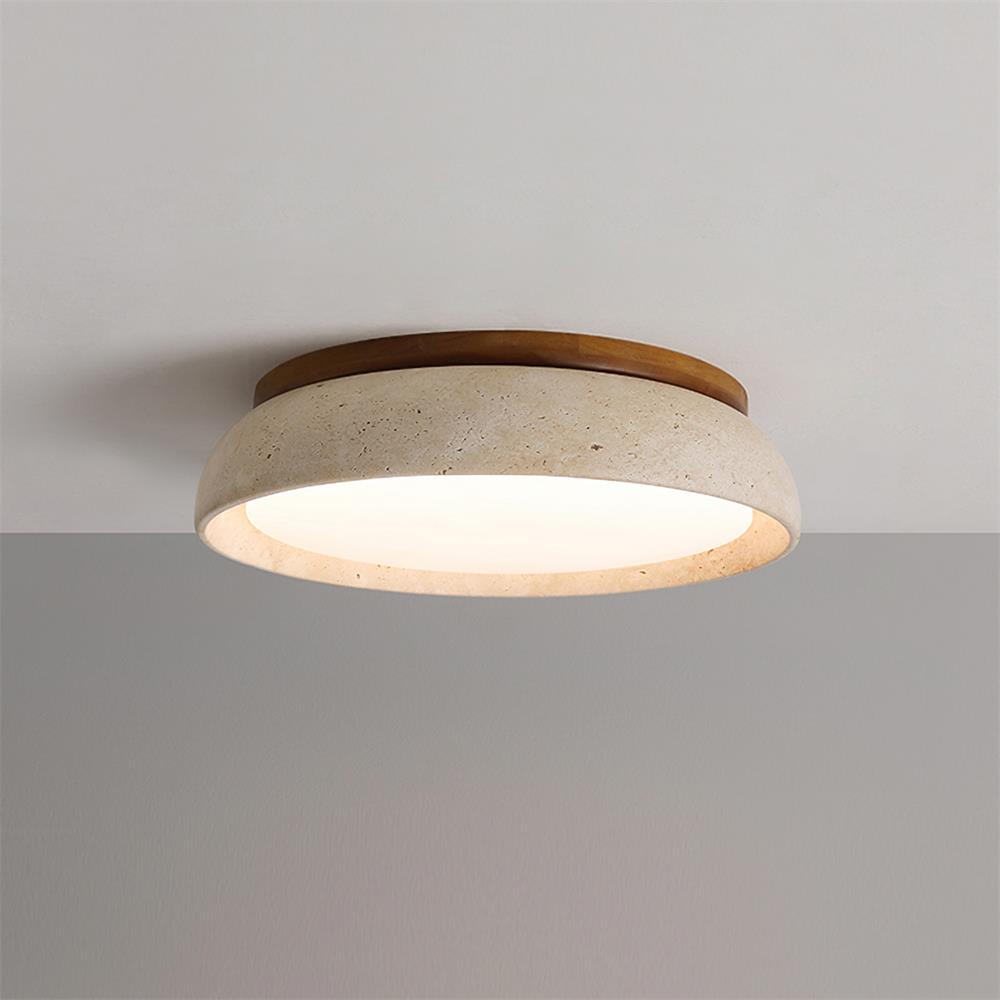 Kloris Flush Mount Ceiling Light | Natural Travertine, LED Fixture 11
