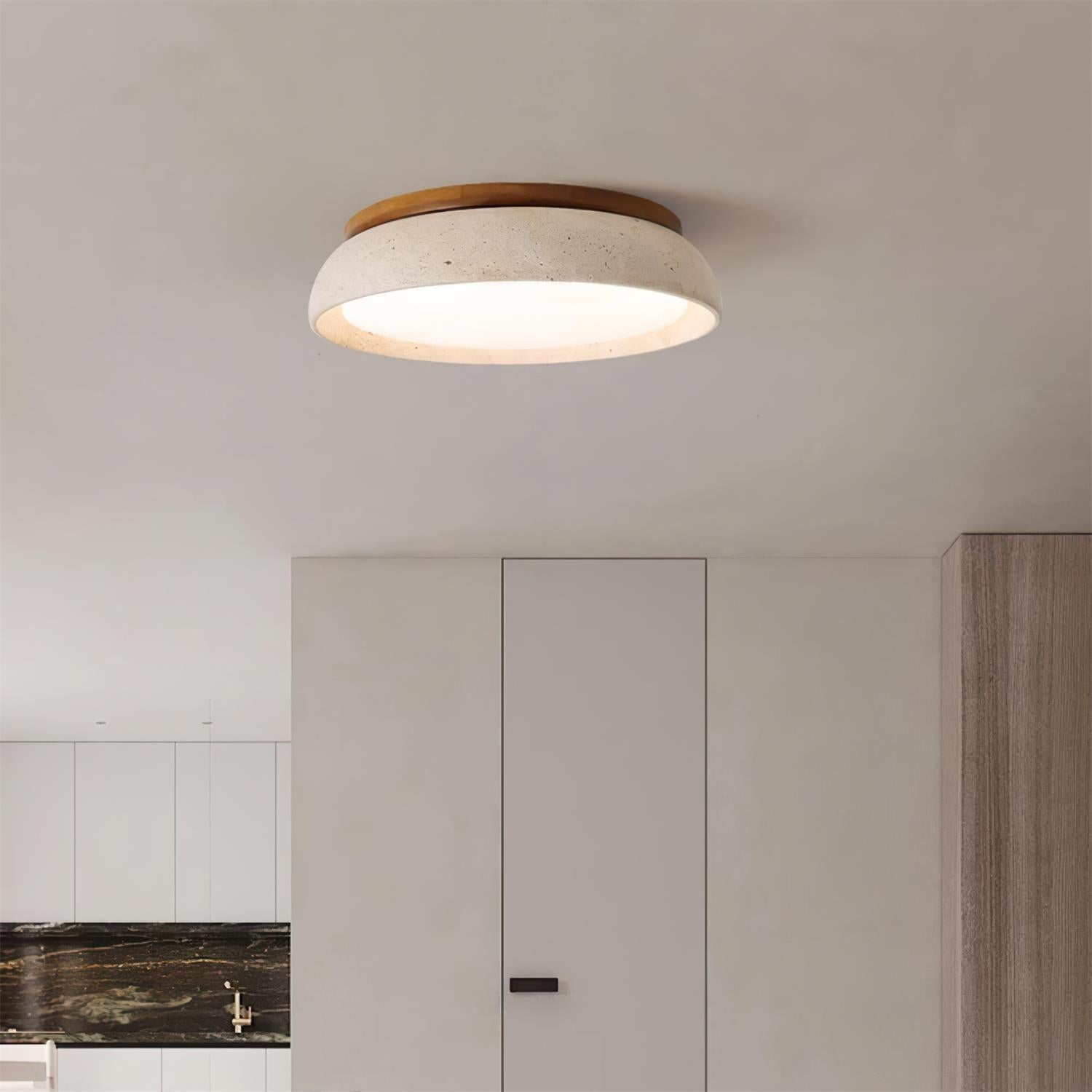 Kloris Flush Mount Ceiling Light | Natural Travertine, LED Fixture 2