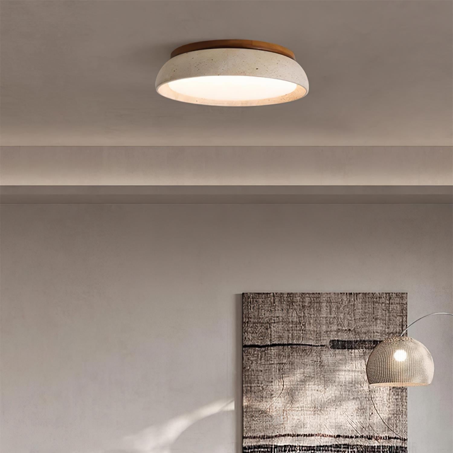 Kloris Flush Mount Ceiling Light | Natural Travertine, LED Fixture 3