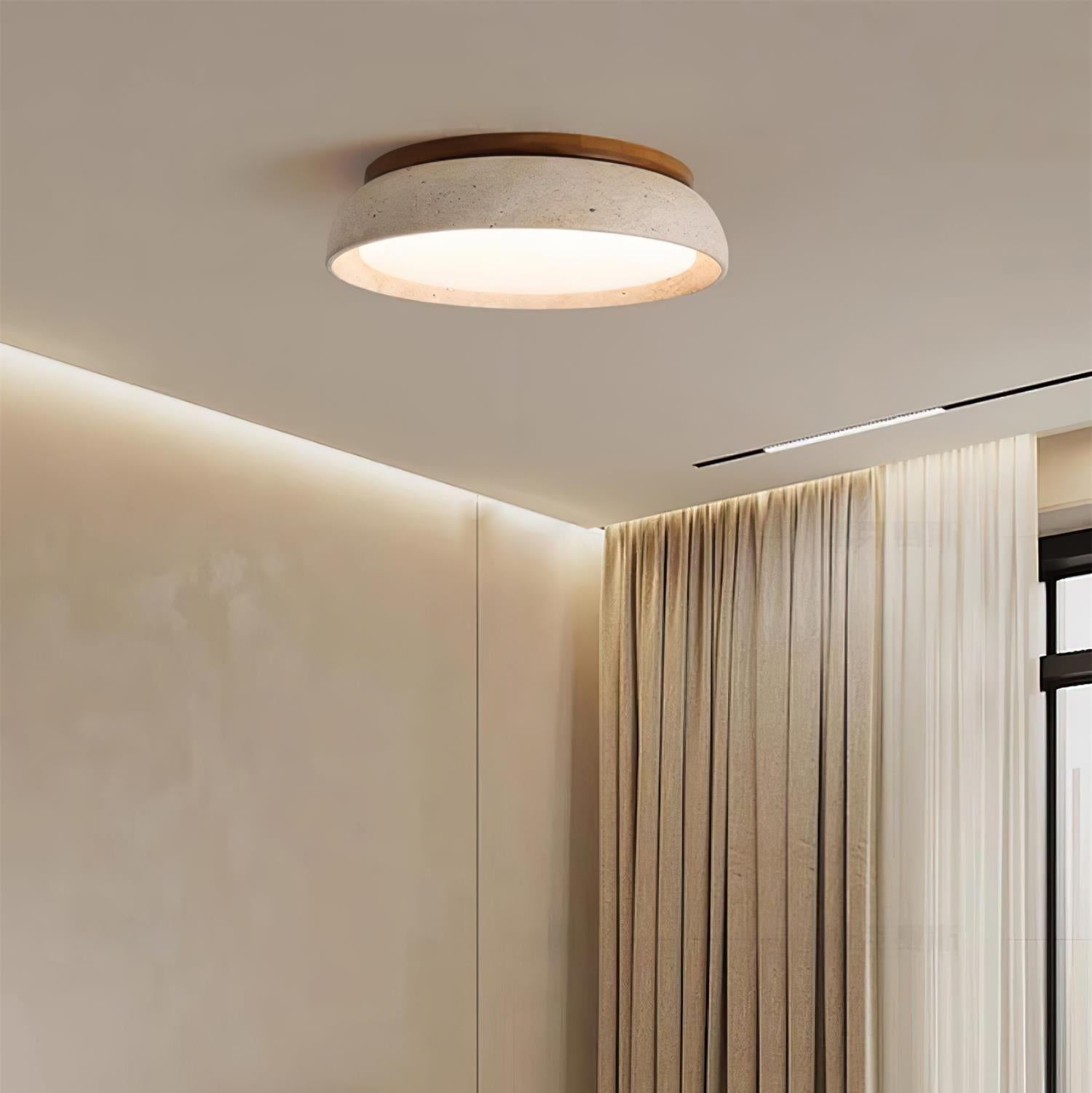 Kloris Flush Mount Ceiling Light | Natural Travertine, LED Fixture 4
