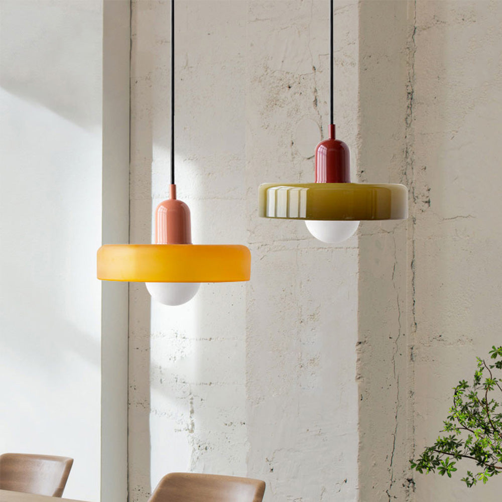Bauhaus Pendant Light | Colored Glass, Adjustable Height, Modern Kitchen Pendant Lighting 1