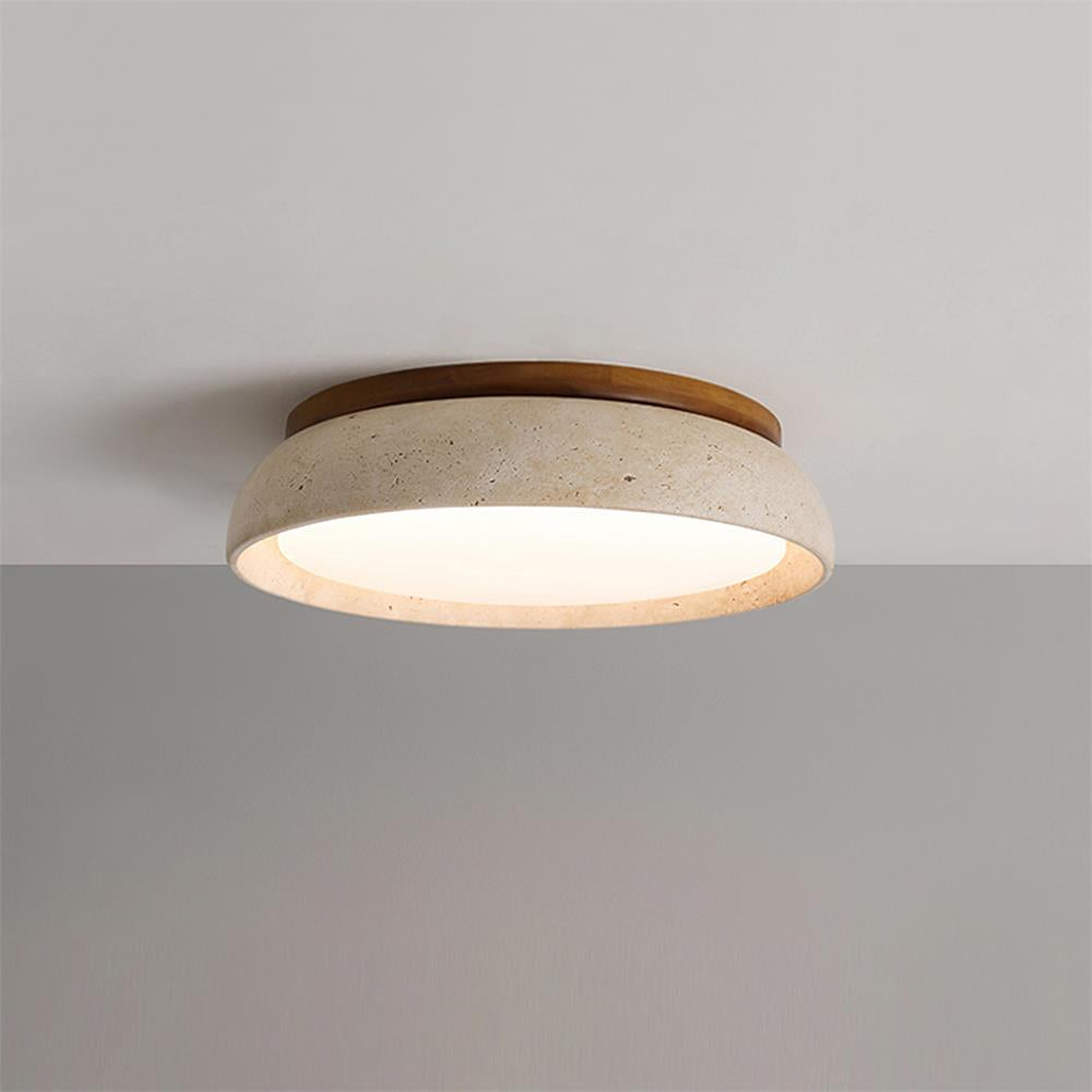 Kloris Flush Mount Ceiling Light | Natural Travertine, LED Fixture 0