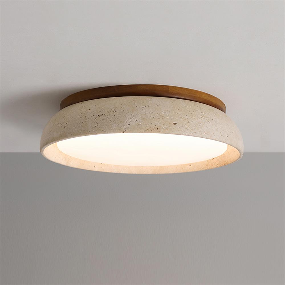 Kloris Flush Mount Ceiling Light | Natural Travertine, LED Fixture 10