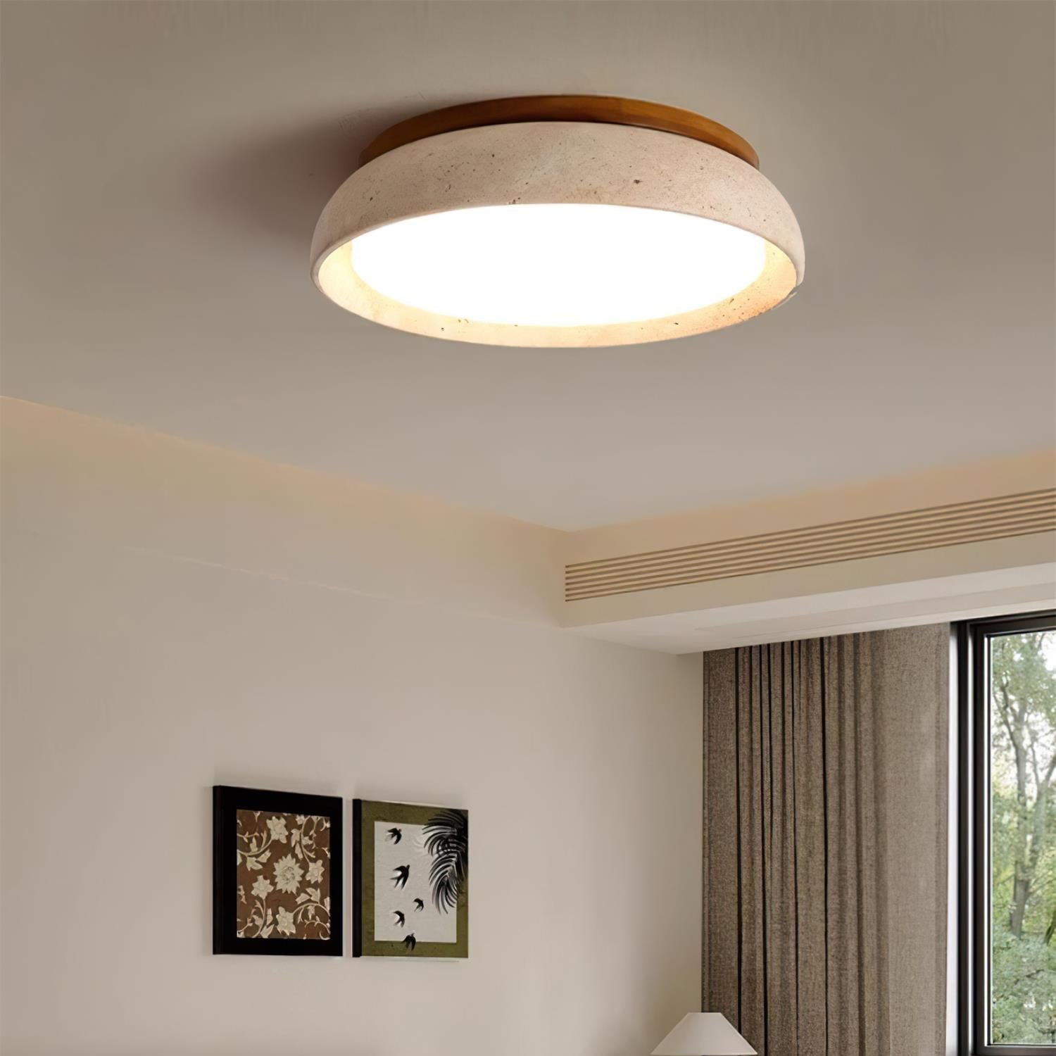 Kloris Flush Mount Ceiling Light | Natural Travertine, LED Fixture 6